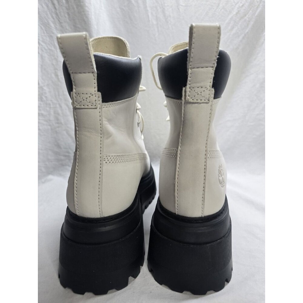Timberland Sky White Leather Lace Up Chunky Platform Combat Boot Women’s Size 9 - Picture 10 of 13